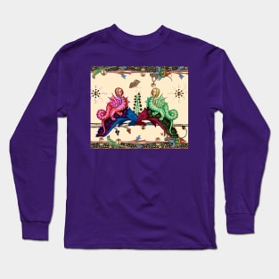 WEIRD MEDIEVAL BESTIARY RED GREEN HYBRID DRAGONS Long Sleeve T-Shirt